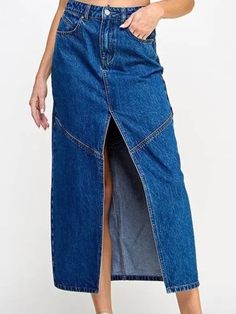 Madewell Denim Mid Rise Maxi Skirt with Front Slit 100% Cotton